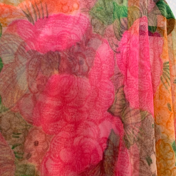 Vintage Henry Lee Floral Maxi Dress Medium? Pink Hostess Psychedelic 60's 70's - Picture 10 of 15